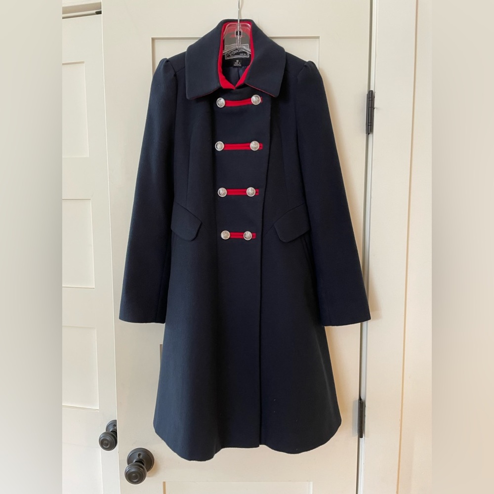 Rothschild Navy Coat with Red Trim